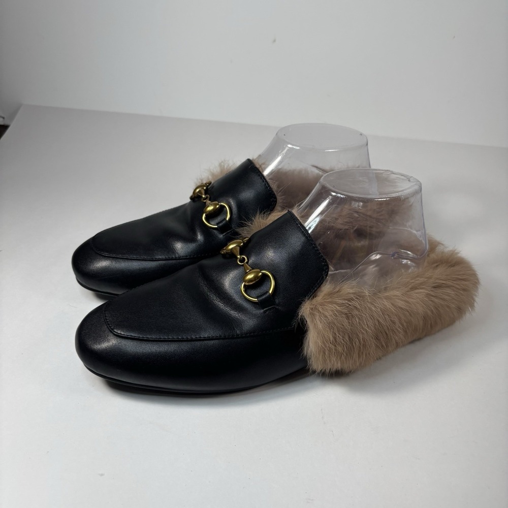 Women's fur mules shoes are handmade & genuine leather, Size 8.5